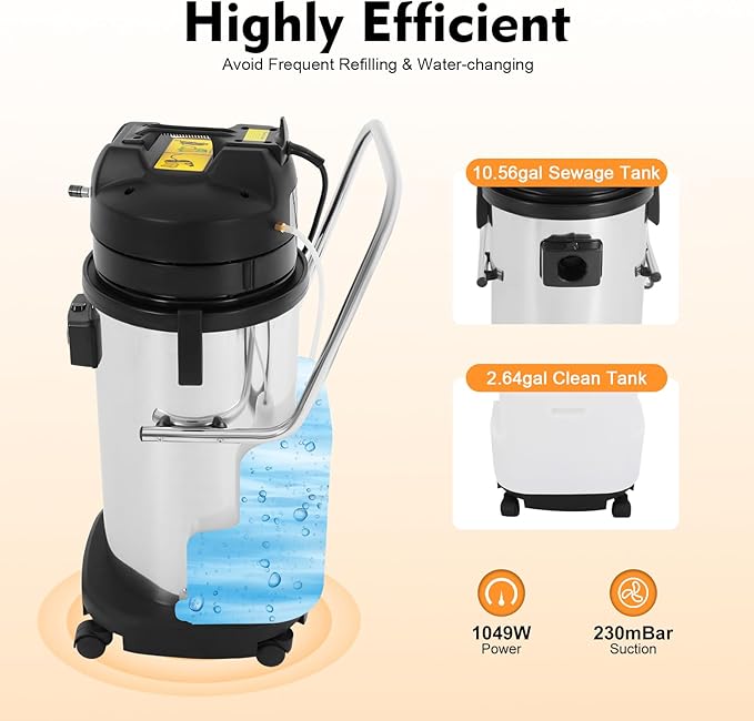 110V 40L Commercial Carpet Cleaner, 3in1 Carpet Spraying Floor Brush Cleaner Portable Carpet Cleaning Machine, Multi-Purpose Wet Dry Vacuum Cleaner Dust Cleaner Collector for Hotels,Home