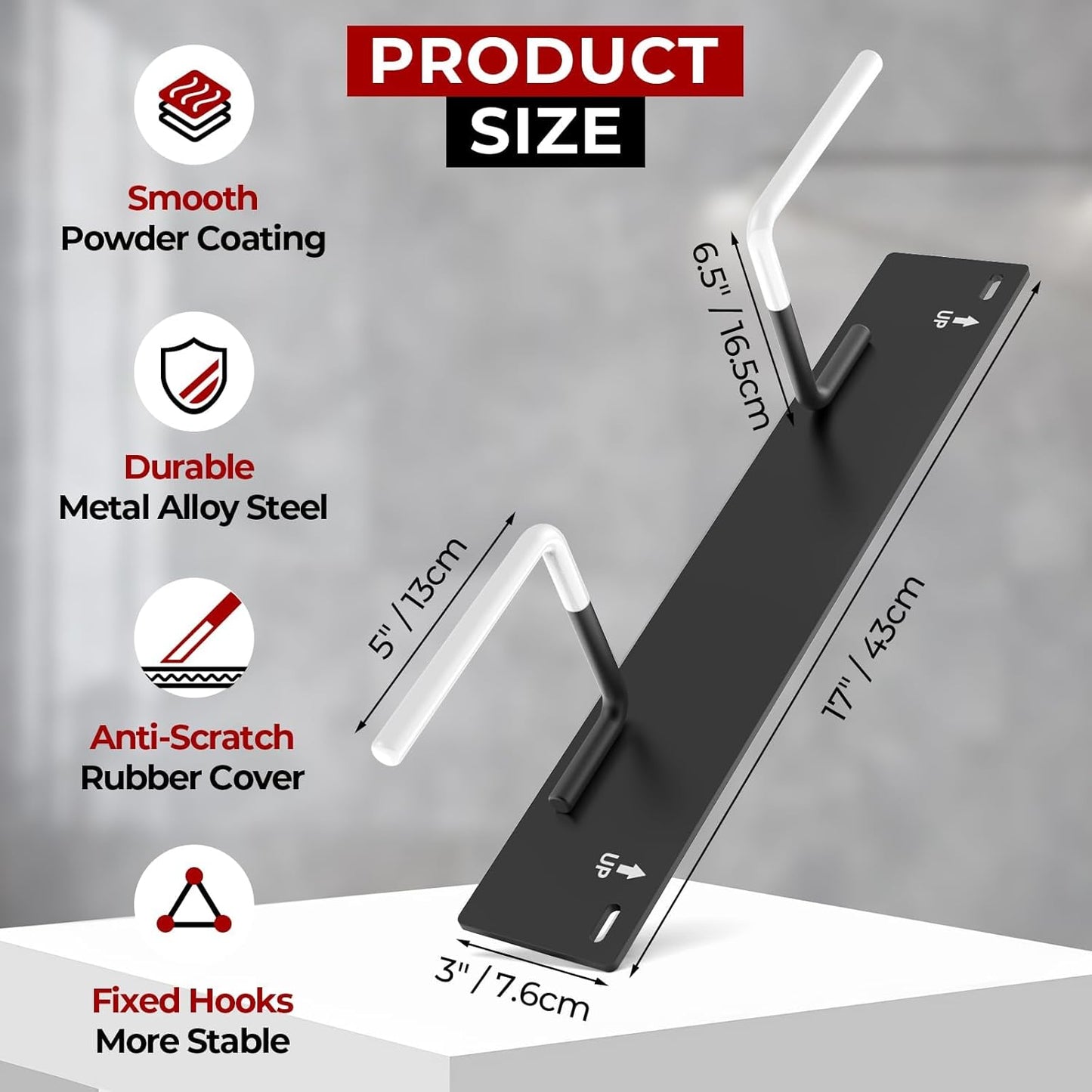 Fat Tire Bike Rack Wall Mount Garage Storage,Fat Tire Bike Storage Rack for Garage,Heavy Duty Fat Tire Bike Wall Mount Hanger Hooks Max 100lbs,Vertical Fat Tire Mountain Bike Rack(Hold 2 Bikes)