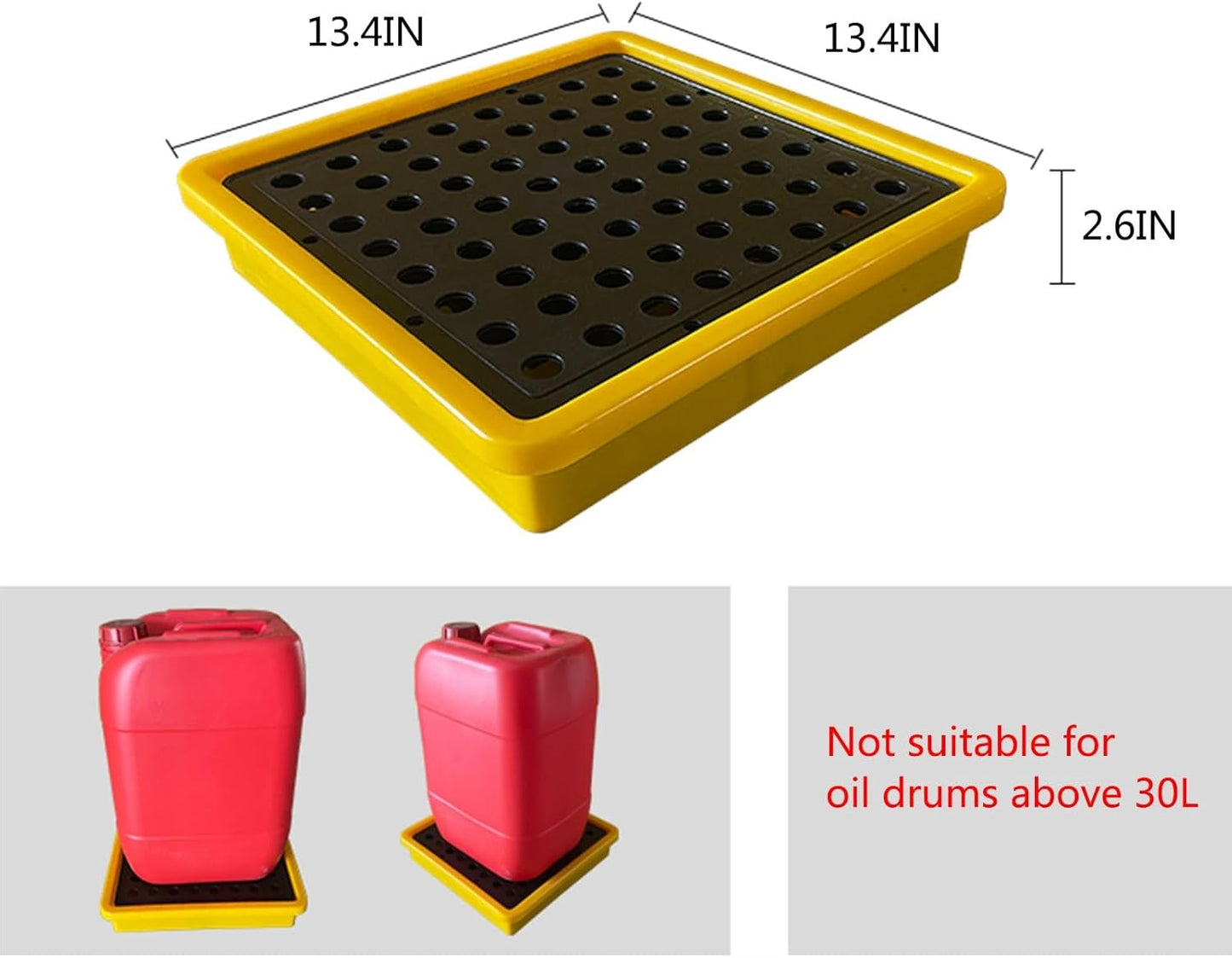 2 Drum Containment Spill Pallet, Polyethylene Low Profile Paint Bucket Tray, Industrial Garage Storage Detachable Shipping Leakproof Platform (Color : Yellow-5 Pack, Size : 13.4"x13.4"x2.6"