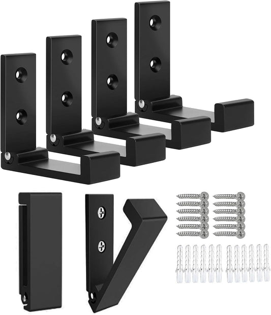 OHIYO Folding Coat Hooks 6pcs Foldable Hook Wall Mounted for Hanging Coat, Jacket, Towel Heavy Duty Wall Hooks Aluminum Alloy Fold up Hooks Headphones Holder Bearing Load 33lb (Black)