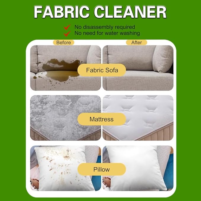 Upholstery Dry Cleaning Foam – No-Rinse Fabric Cleaner for Sofas, Couches & Car Seats, Quickly Lifts Stains & Dirt, Safe for Households with Kids & Pets, Easy-to-Use for Fresh & Spotless Furniture