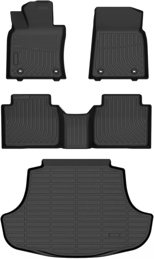Floor Mats & Cargo Liner for Lexus ES(ES350/ES300h) 2019-2024 & 2025 Lexus ES Hybrid, All Weather Automotive TPE Floor Liners Set Anti-Slip Waterproof Accessories (Car Mats+Trunk Mat) Black