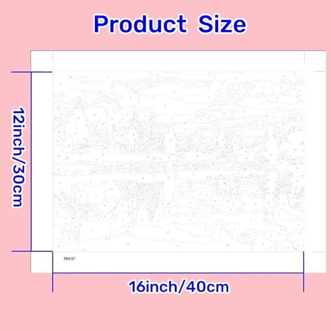 YANXIN Paint by Numbers Kit for Adults Beginners 2 Pack Paint by Numbers for Adults Rolled up Canvas for Home Decoration Creative Wall Art with Colorful Gift Box 12x16 inch Lake Refection 167-168