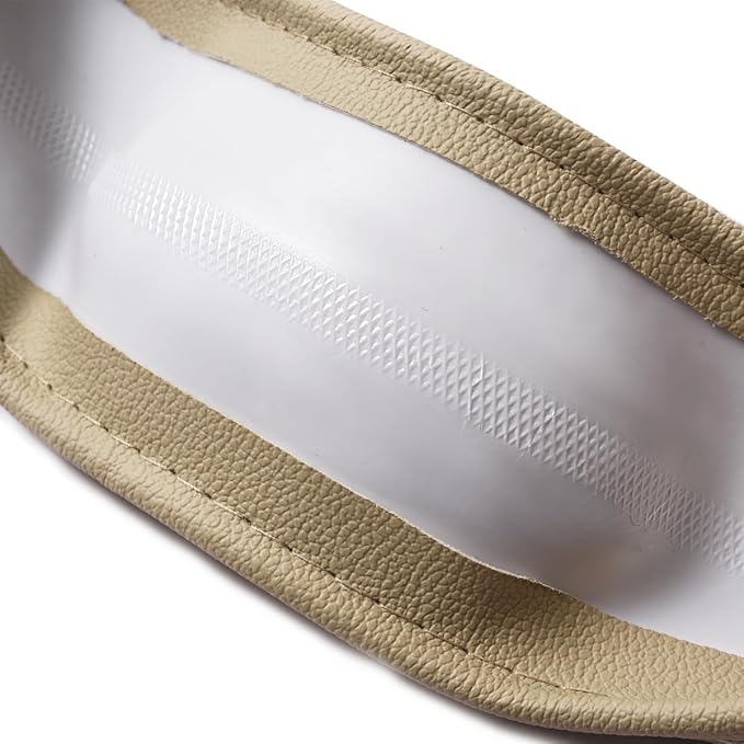 CAR PASS Line Rider Universal Fit Delux Leather Steering Wheel Cover, for suvs,sedans,Vans,Trucks for 14.7" to 15" (Beige)