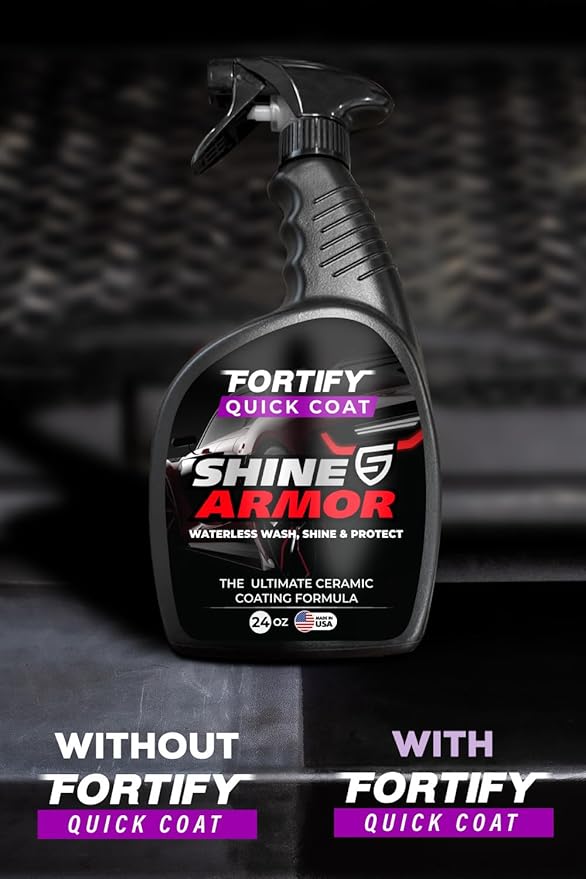 SHINE ARMOR Ceramic Coating Fortify Quick Coat Car Wax Polish Spray Waterless Wash & Wax Hydrophobic Top Coat Polish & Polymer Paint Sealant Detail Protection (24 Fl Oz)