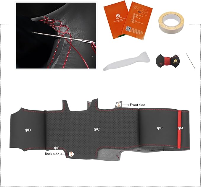 MEWANT DIY Black Artificial Leather Steering Wheel Cover for Ford F150 Lightning F350 F450 Expedition 2022-2024