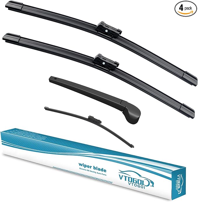 VTOGOI Windshield Wipers Replacement for Volkswagen Atlas 2018-2023 Front Rear Wiper Blades and Rear Windshield Wiper Arm Set for My Car (Pack of 4)