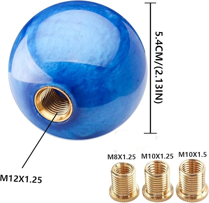 Round Ball Shift Knob Universal Marble Style Gear Shift Knob 5 6 Speed for Manual Automatic Vehicles with Adapters (Dark Blue)