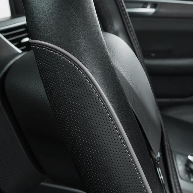 Car Pass Color Piping Microfiber Leather Universal Fit Steering Wheel Cover,Perfectly fit for 14.5-15 inches Suvs,Vans,Trucks,Sedans,Cars,Automotive(Black & Gray or Grey)