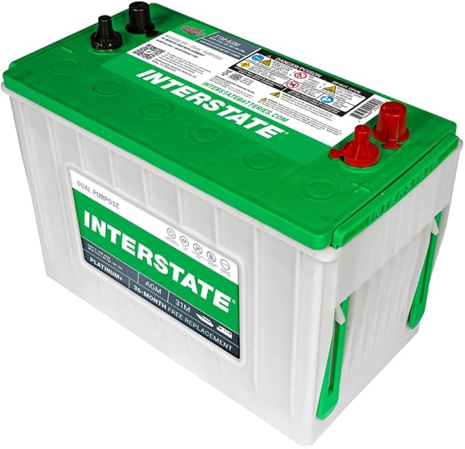 Interstate Batteries Marine/RV Battery 12V 100Ah 925CCA (31M-AGM) Dual Purpose Power Pure Lead AGM RV & Marine Starting Replacement Battery (Group Size 31M) Boats, RV's