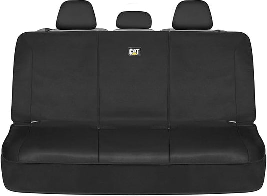 Cat Flexfit™ Black Rear Seat Cover for Car, SUV, & Truck - Durable Canvas Material Back Car Seat Covers 60/40 Split Bench Protector - Back Seats Cover & Rear Bench Protector Interior Accessories