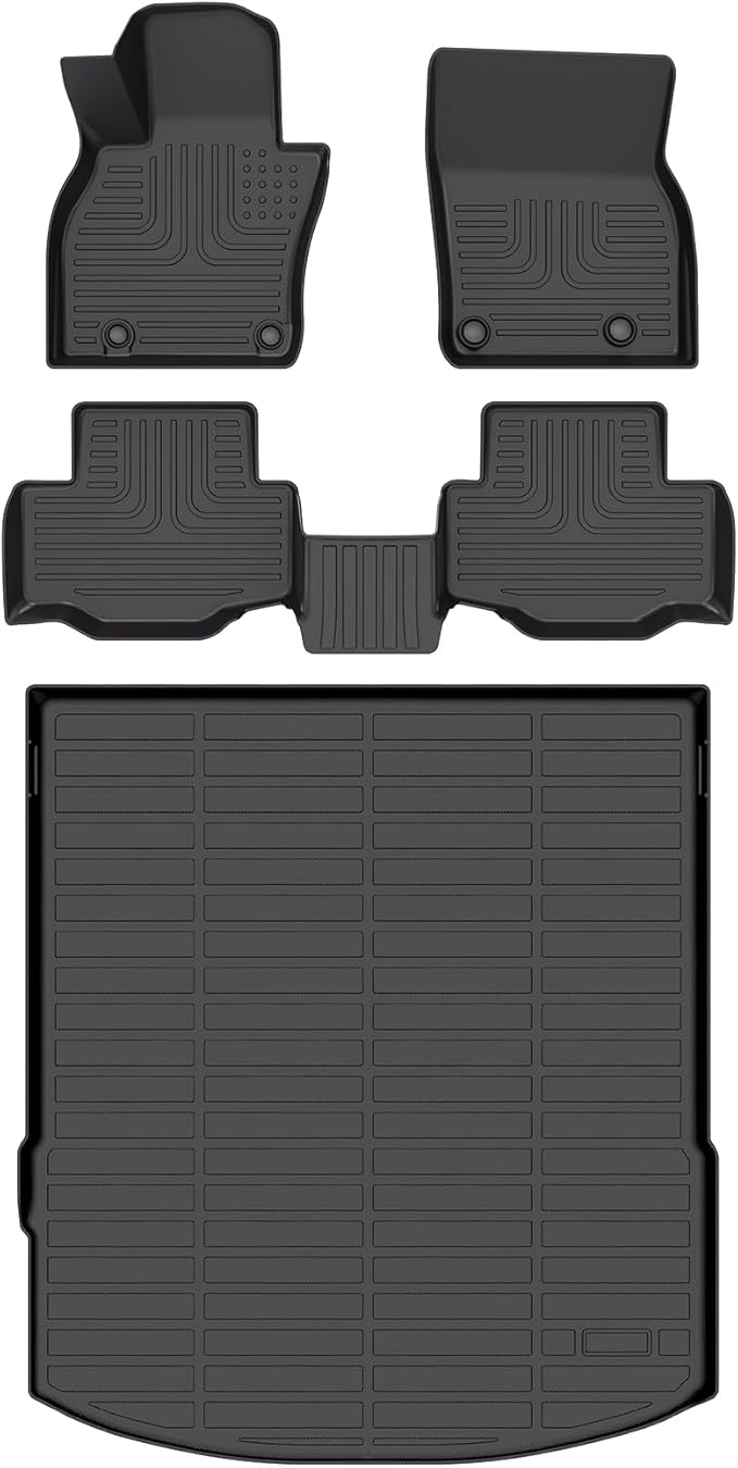 Floor Mats & Cargo Liner for Mazda CX70 & PHEV 2025 All Weather Automotive TPE Liners Set Anti-Slip Waterproof Floor Liners Accessories (Car Mats+Trunk Mat) Black