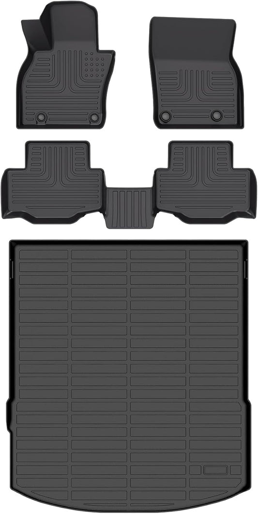 Floor Mats & Cargo Liner for Mazda CX70 & PHEV 2025 All Weather Automotive TPE Liners Set Anti-Slip Waterproof Floor Liners Accessories (Car Mats+Trunk Mat) Black
