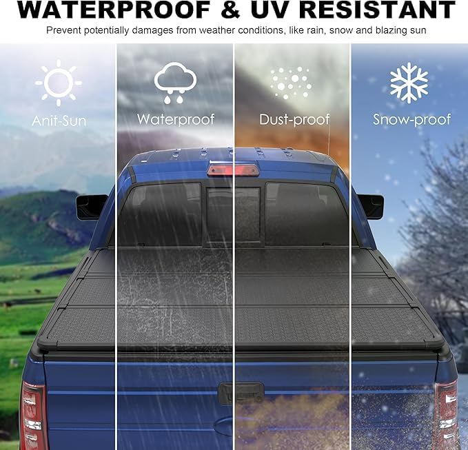 Hard Folding Truck Bed Tonneau Cover Compatiable with 2004 2005 2006 2007 2008 Ford F150 Styleside (Not for Flareside) 5.5 FT