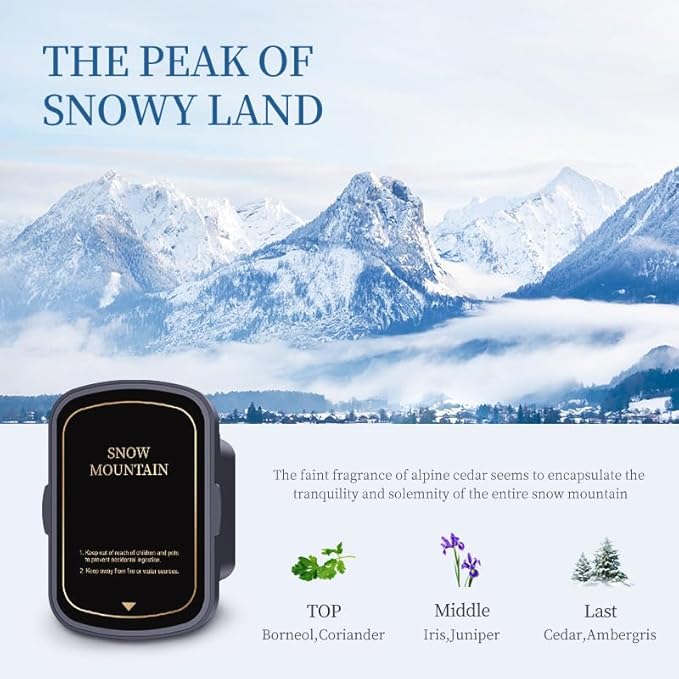 2025 Upgraded Smart Car Air Freshener Diffuser, New Car Smell Air Freshener Long Lasting, Auto On/Off,Car Scent with 8 Ambient Lights, Car Diffusers for Essential Oil (Snow Mountain)