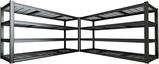 77" W Storage Shelves Heavy Duty Garage Shelving 4 Tier Metal Shelving Unit, Adjustable Shelves, 5000LBS Steel Industrial Shelving for Basement Warehouse Commercial, 77" W*24" D*72”H, 2 Pack