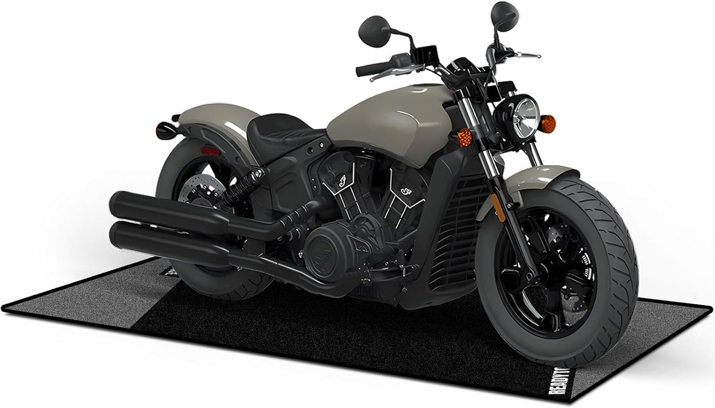 31x98IN Motorcycle Mat Compatible with Indian, Harley, Honda, Yamaha, BMW, Ducati, Suzuki, Kawasaki, Garage Floor Mat, Oil Absorbent Pad, TPR Backing Layer, Anti-Slip Washable Parking Mats