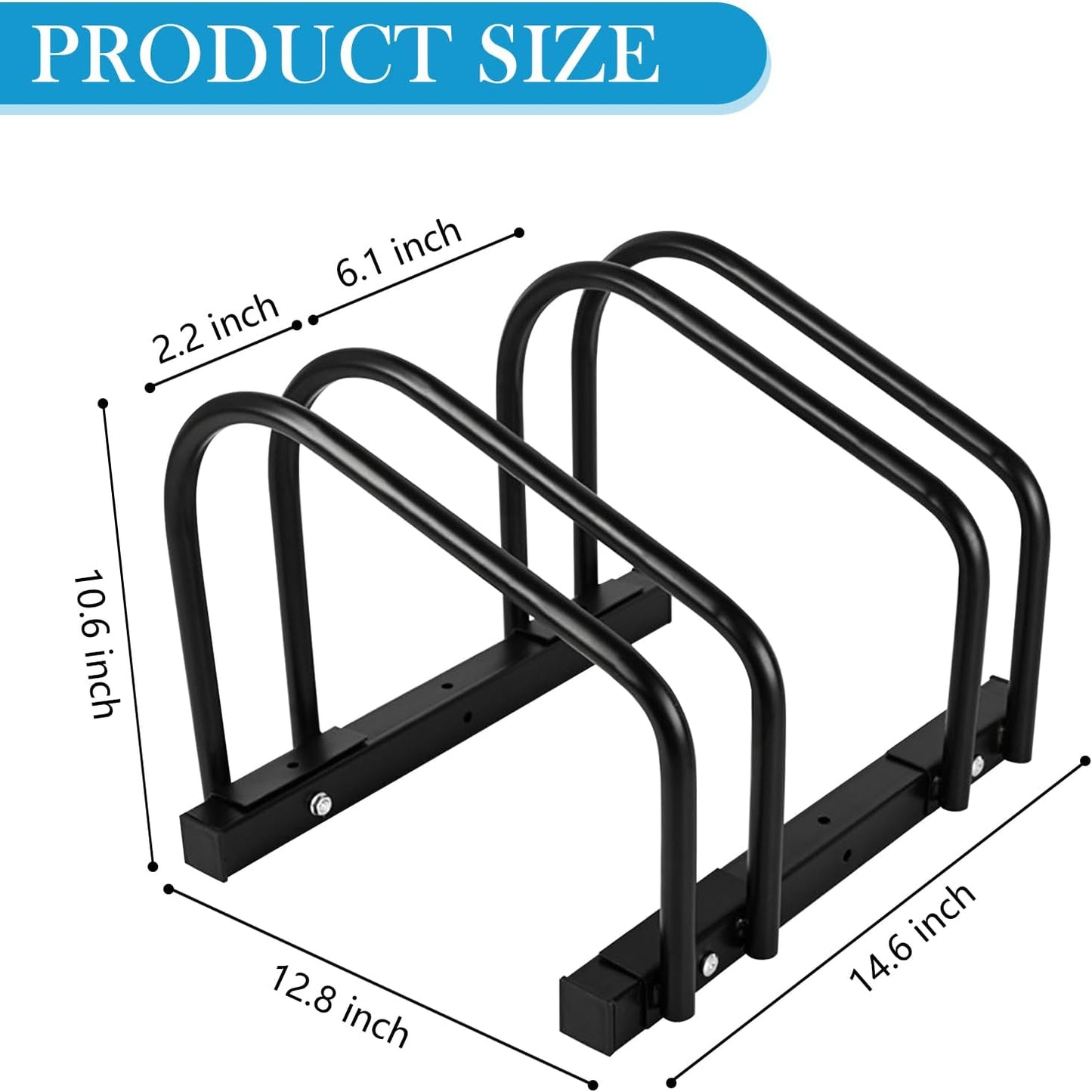 iCool Bikes Floor Bike Stand for 2 Bike, Bike Parking Rack Garage Bike Storage Indoor/Outdoor Stand, Max. Tire Width 2.15"