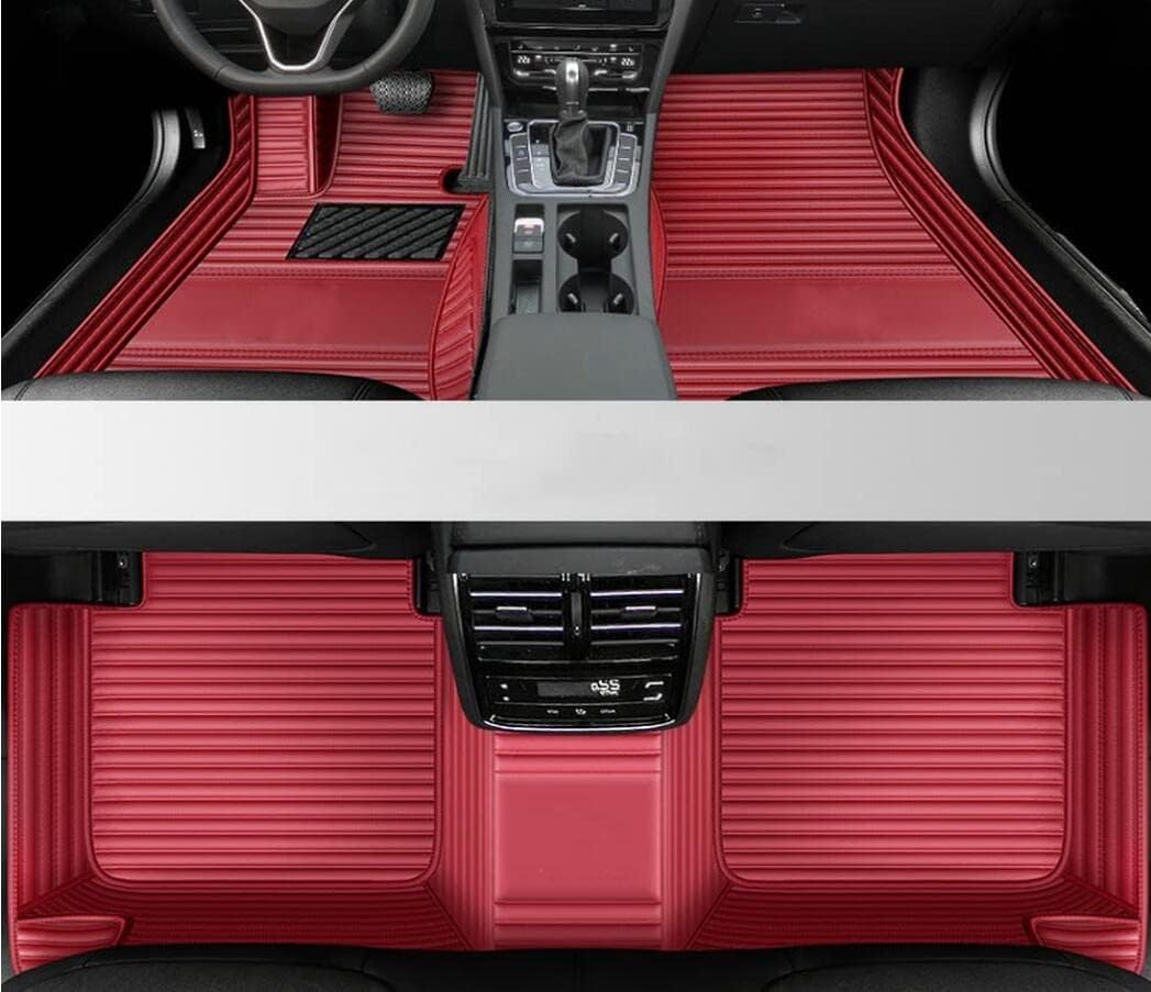 Custom All-Weather Protection Leather Car Floor Mats for Cars Sedan SUV Sports Car Waterproof Floor Mat (3D Wine red)