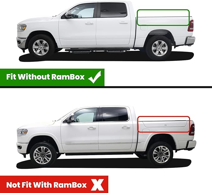 LASFIT 5FT7 Truck Bed Mat for Ram 1500/1500 RHO 2019-2026 & RAM 1500 Classic 2019-2024 Short Bed (5.7 FT / 67.4inches) Not for Rambox, All Weather Custom Fit Truck Cargo Bed Liner, Black