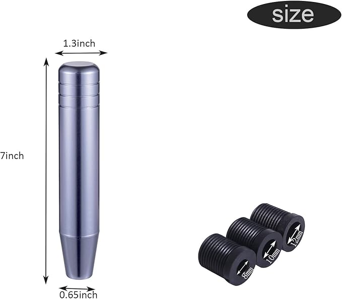 Long Shift Knob Extension Shifter Handle Aluminum Alloy Gear Stick Transmissions Weighted Shifting Lever Universal Fit Most Manual Automatic Cars Truck SUV (Titanium)