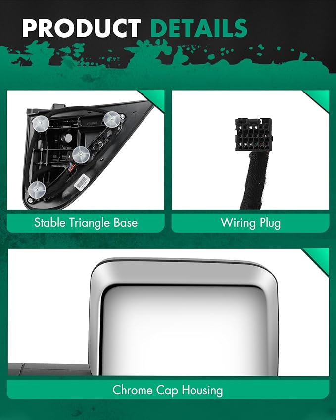 SCITOO Towing Mirrors Chrome Truck fit for 2014-2018 for Chevy for GMC 1500 2015-2019 for Chevy for GMC 2500/3500 HD with Pair LH RH Power Heated LED Turn Signal Running Back Up