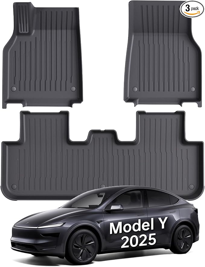 Floor Mats Fit for Model Y 2026-2025 Juniper 5-Seat - Custom Fit All Weather Front & Rear Row TPE Car Mats Floor Liners, 3-Piece (Not Fit 7-Seat)