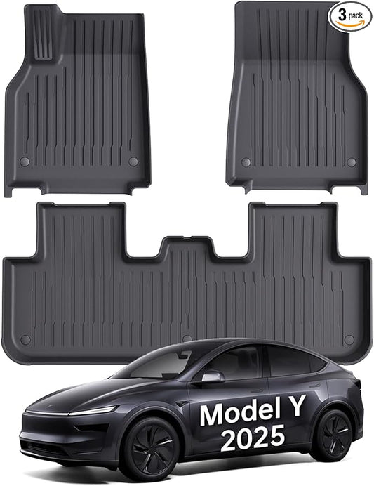 Floor Mats Fit for Model Y 2026-2025 Juniper 5-Seat - Custom Fit All Weather Front & Rear Row TPE Car Mats Floor Liners, 3-Piece (Not Fit 7-Seat)