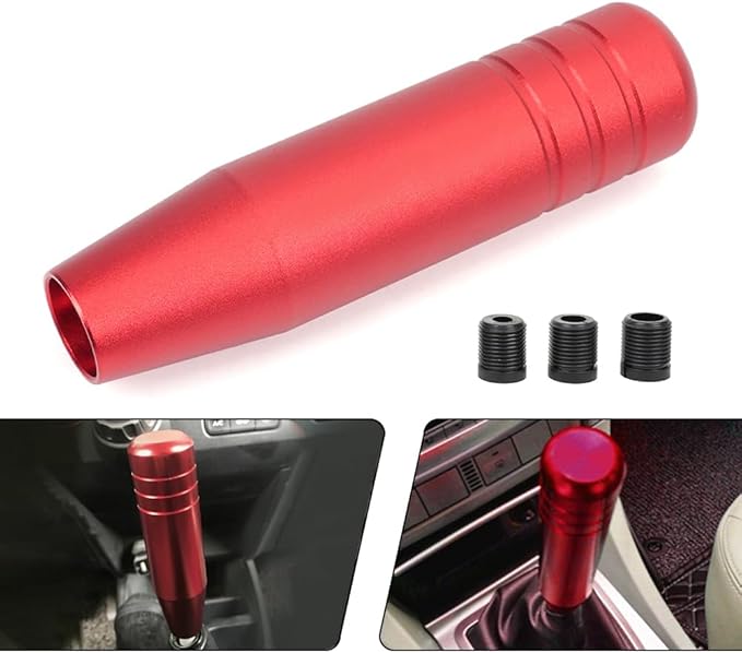 muge racing 5inch Aluminum Alloy Shift Knob, Heavy Duty Car Gear Lever Stick Shifter Handle fit Most Automatic Manual Vehicle Red