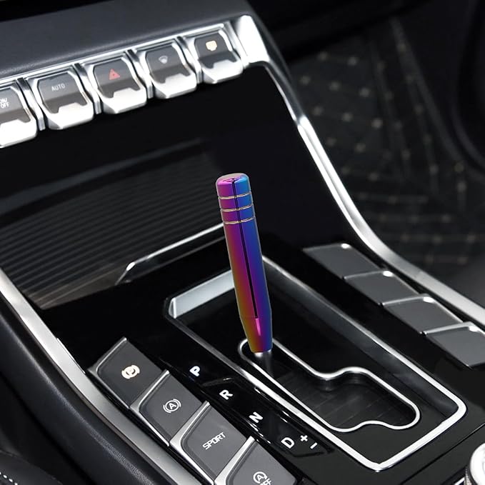 Long Shift Knob Weighted Aluminum Alloy Polished Metal Handle Gear Stick Shifter Knobs Transmission Lever Fit Most Cars Trucks SUV Automated Manual Vehicles Multicolored