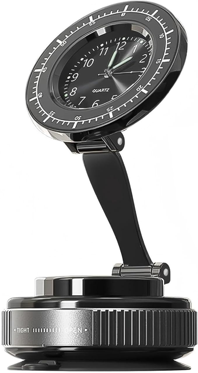 Magnetic Car Phone Holder for iPhone Magsafe, 360°Foldable Suction Cup Phone Mount, Stand for Desk with Clock Compatible with All Smartphones