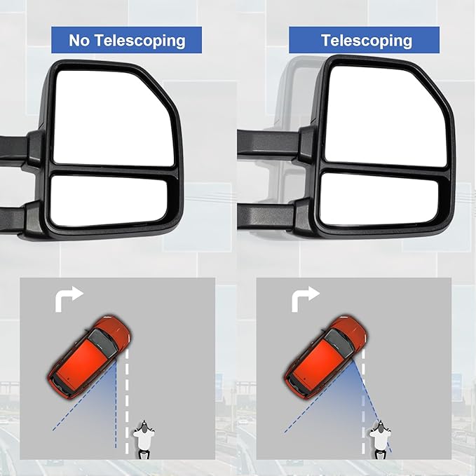 Towing Mirrors fit for 2015 2016 2017 2019 2020 Ford F150 Pickup Truck Power Heated Turn Signal Light Temperature Sensor Black Housing Pair Set