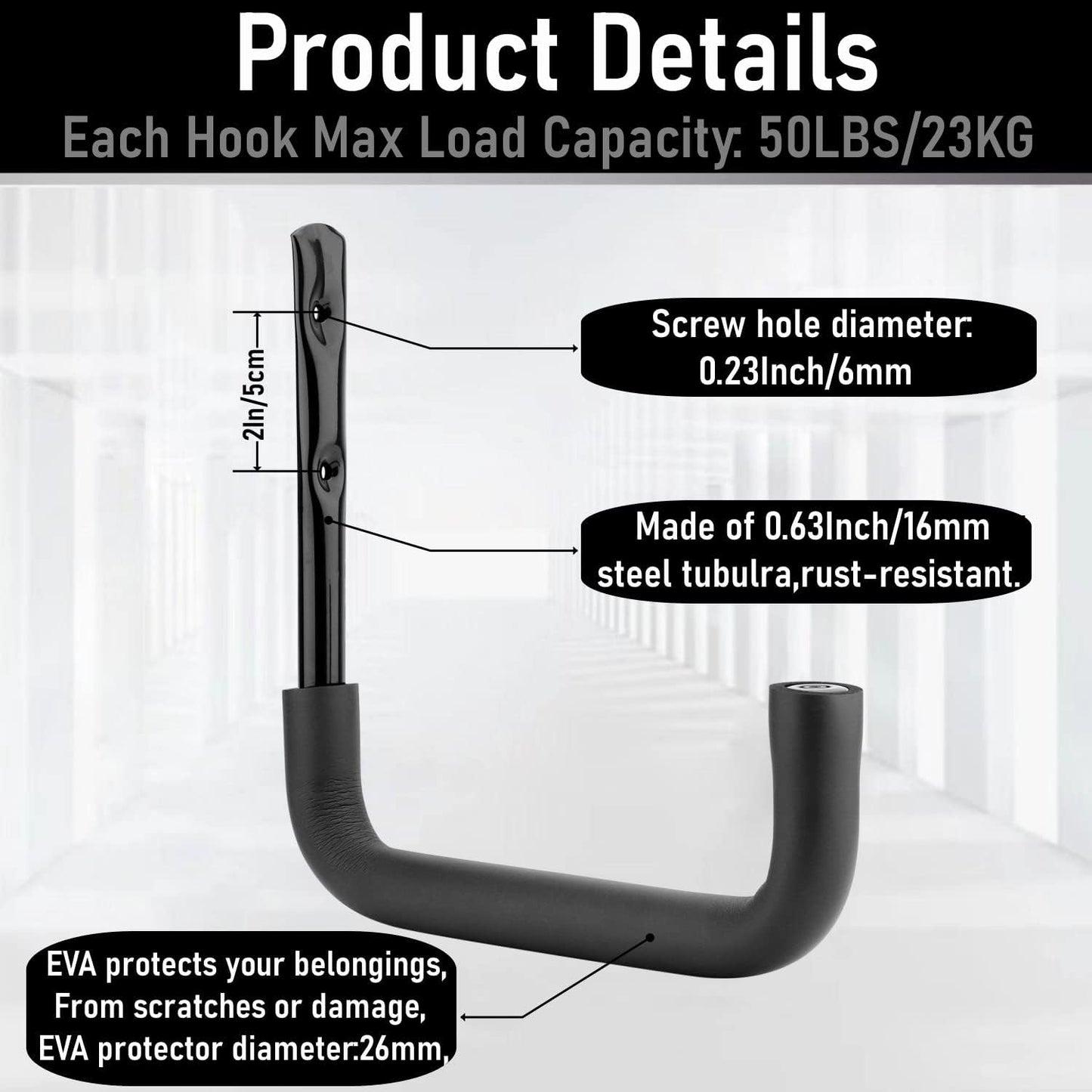 8 Pack Ladder Hooks 9.8Inch Garage Storage Utility Hook Heavy Duty Wall Mounted Storage Organizer Hanging Folding Chair Bike Ski Tool