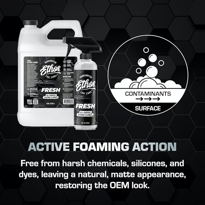 Ethos FRESH - All Purpose Interior Cleaner Car Detailing Kit, Detailing Spray - Car Interior Detailing - Interior Cleaner for Cars, Trucks, SUVs, Jeeps, Motorcycles, RVs & More