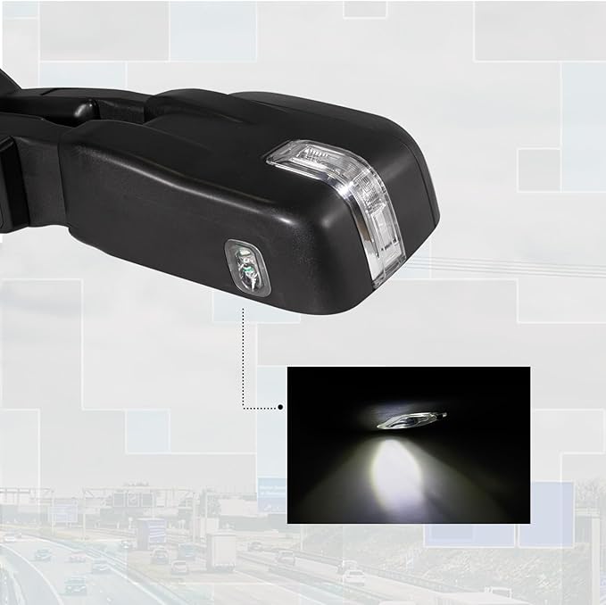 Towing Mirrors fit for 2015 2016 2017 2019 2020 Ford F150 Pickup Truck Power Heated Turn Signal Light Temperature Sensor Black Housing Pair Set