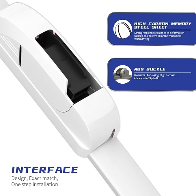 OEM QUALITY 26" + 16" Premium All-Seasons Durable Stable And Quiet White Windshield Wiper Blades (Set of 2)