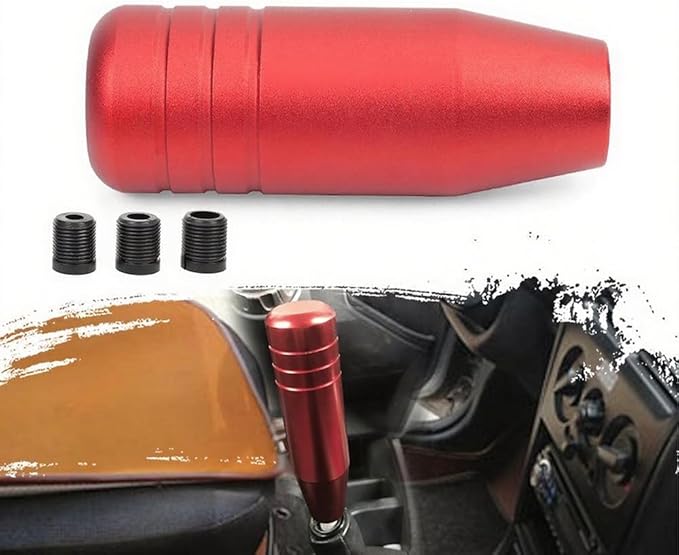 muge racing 3.5inch Aluminum Alloy Shift Knob, Heavy Duty Car Gear Lever Stick Shifter Handle fit Most Automatic Manual Vehicle Red