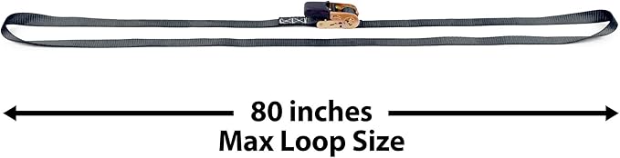 PowerTye - Endless Ratchet Strap - 1in x 14ft Easy Grip (Hookless), Tie Down Strap w/ 400 lb. Working Load Limit / 1,200 lb. Break Strength, Ideal for Motorcycle, Truck Beds, & Cargos, Black 2-Pack