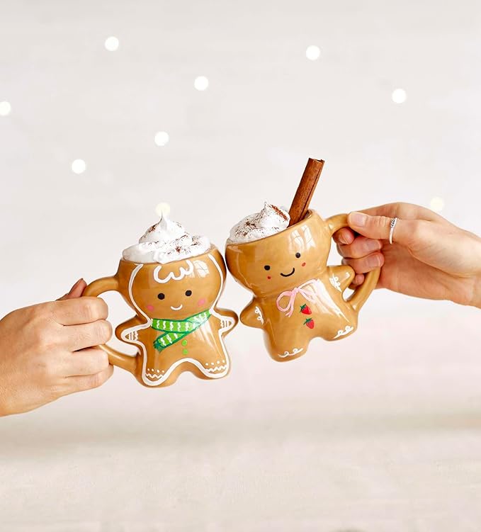 Pott’d Paintables Gingerbread Christmas Paint-a-Mug Kit – DIY Christmas Coffee Mugs, Includes Mugs, Paints, Brushes & Painting Inspiration Guide