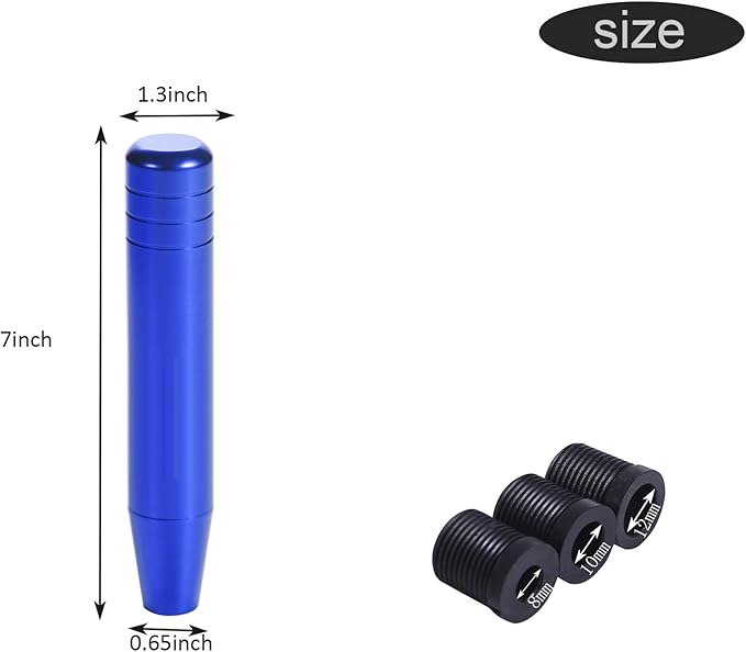Long Shift Knob Extension Shifter Handle Aluminum Alloy Gear Stick Transmissions Weighted Shifting Lever Universal Fit Most Manual Automatic Cars Truck SUV (Blue)