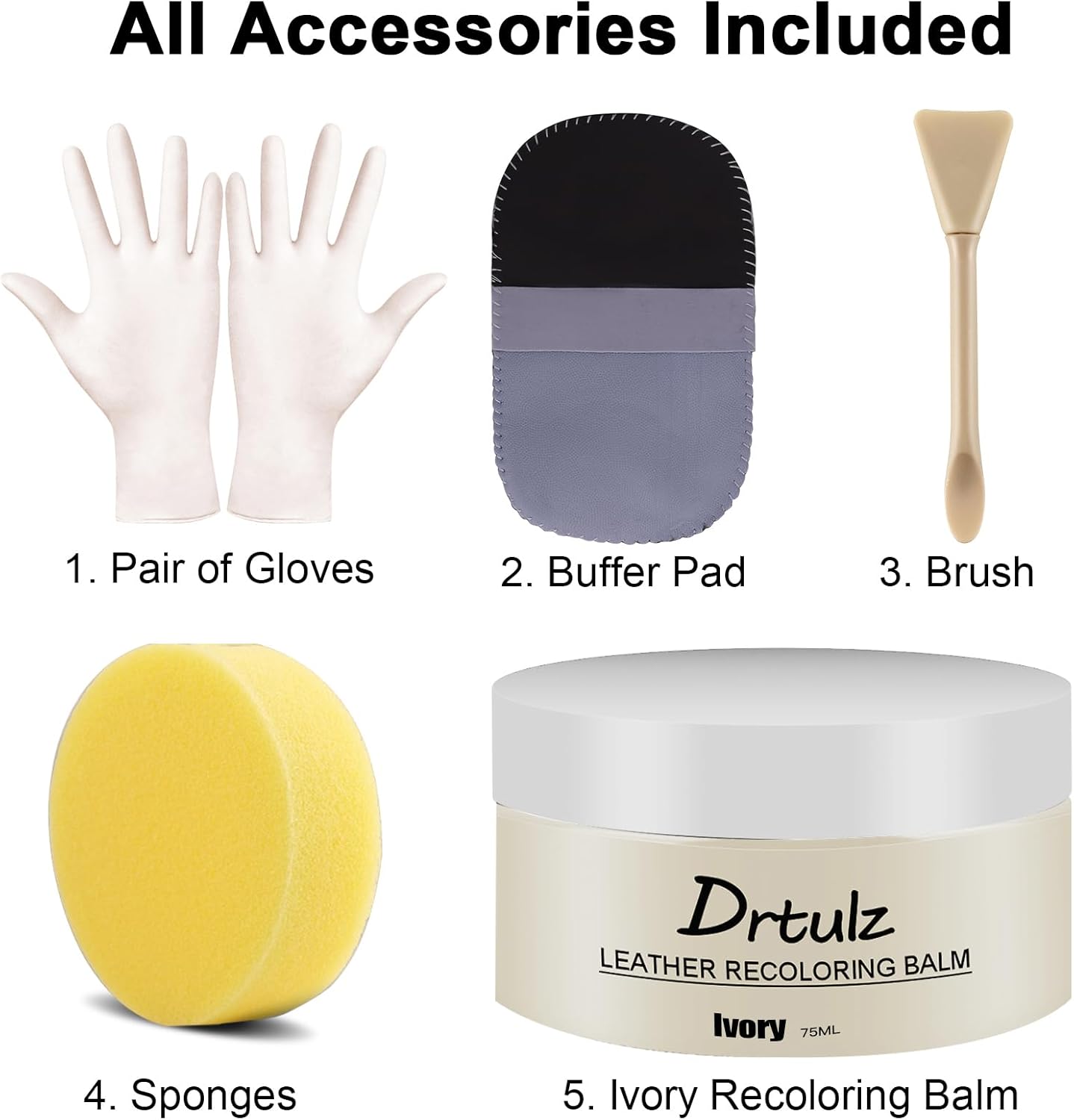 Leather Recoloring Balm, Leather Color Restorer Conditioner, Leather Restorer for Couches Paint, Leather Scratch Remover, Scratch Leather Faded Repair Kits for Vinyl Furniture (Ivory, 75ML)