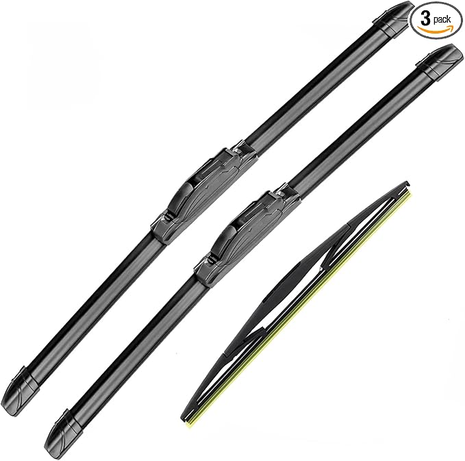 Front and Rear Windshield Wipers (pack of 3pcs) for 2018 2019 2020 2021 2022 2023 Jeep Wrangler JL 16" + 16" Front Windscreen Wiper Blades and 12" Rear Wiper Blade