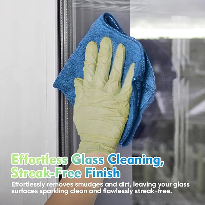 HOMEXCEL Lake Green Microfiber Cleaning Cloth 12 Pack 12.5 x 12.5 inch Microfiber Towels for Cars Ultra Absorbent Car Washing Cloth Lint Free Streak Free Cleaning Rags for Car, Kitchen Window