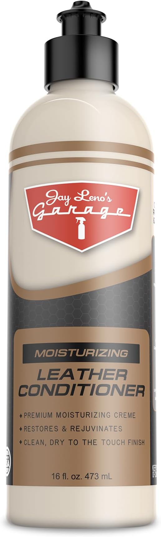 Jay Leno's Garage Car Leather Conditioner and Auto Leather Care - Professional Leather Conditioner for Car Seats, Nourishes Protects & Restores, Lanolin & Beeswax Formula, Non-Greasy Finish (16 oz)