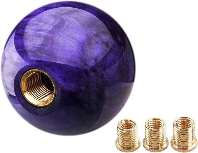 Round Ball Shift Knob Universal Marble Style Gear Shift Knob 5 6 Speed for Manual Automatic Vehicles with Adapters (Purple)