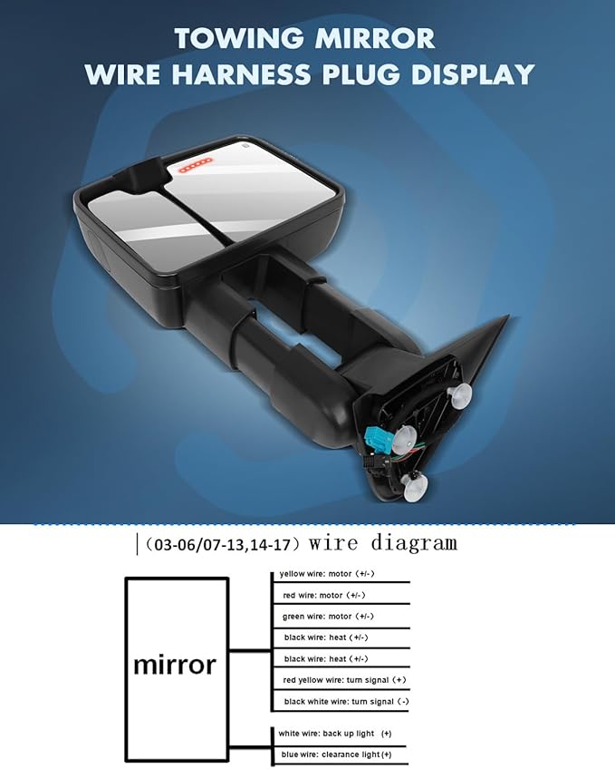 ECCPP Towing Mirrors, A Pair of Exterior Automotive Mirrors for 2003-2006 for Chevy Silverado for GMC Sierra with Dynamic Running Lights Arrow Signal Reversing Lights Power Operation Heated