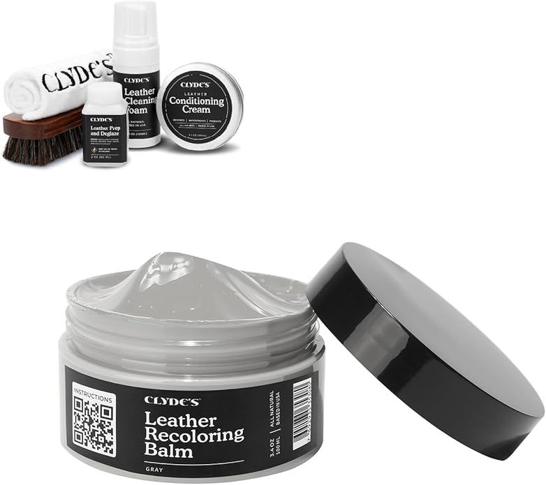 Clyde's™ 4-Step Leather Recoloring Kit | Includes Brush and Lint-Free Towels | Cleans, Restores, and Protects Your Leather