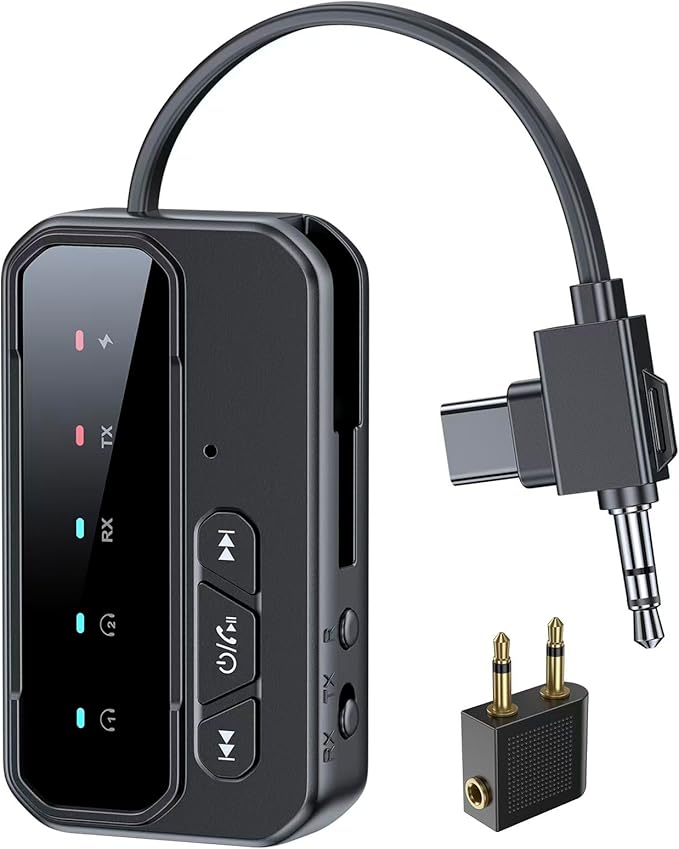 Bluetooth 5.4 Transceiver Pro - Dual Audio Streaming for Airplane, Car & Home, Wireless Adapter for TV/Stereo/Headphones (2 Devices Simultaneous)