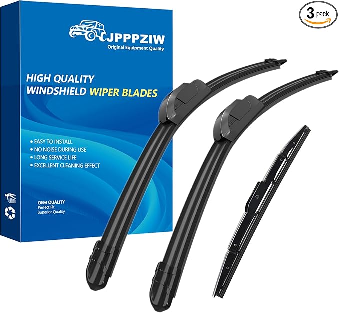 CJPPPZIW® Windshield Wipers-22"+17"+11" Replacement for 2002 2003 2004 2005 2006 2007 Ford Fiesta Premium All-Season Front and Rear Wiper Blades,Original Factory Quality(Pack of 3)