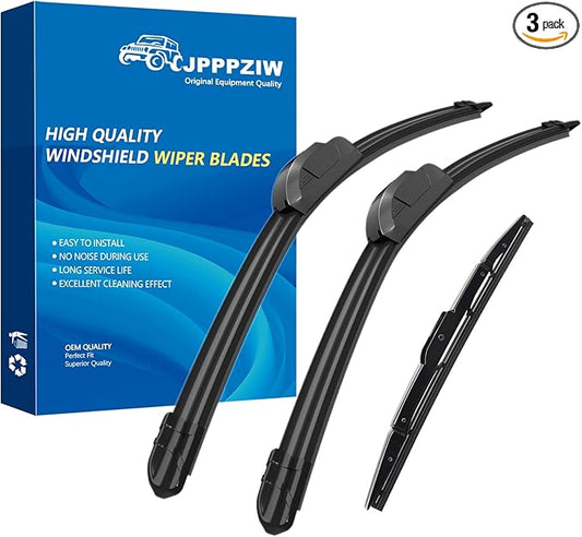 CJPPPZIW® Windshield Wipers-22"+17"+11" Replacement for 2002 2003 2004 2005 2006 2007 Ford Fiesta Premium All-Season Front and Rear Wiper Blades,Original Factory Quality(Pack of 3)